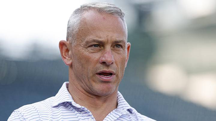 Jul 3, 2025; Chicago, Illinois, USA; Chicago Cubs president of baseball operations Jed Hoyer speaks before a baseball game between the Chicago Cubs and Cleveland Guardians at Wrigley Field. Mandatory Credit: Kamil Krzaczynski-Imagn Images
