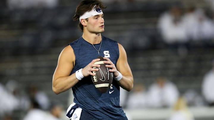 Former Penn State Nittany Lions quarterback Beau Pribula warms up before a 2024 game against the Washington Huskies. Former Penn State Nittany Lions quarterback Beau Pribula warms up before a 2024 game against the Washington Huskies.