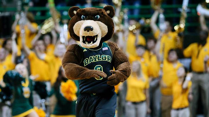 Jan 18, 2014; Waco, TX, USA; Baylor Bears mascot Bruiser during the game against the Oklahoma Sooners at The Ferrell Center. Oklahoma won 66-64. Mandatory Credit: Kevin Jairaj-USA TODAY Sports Jan 18, 2014; Waco, TX, USA; Baylor Bears mascot Bruiser during the game against the Oklahoma Sooners at The Ferrell Center. Oklahoma won 66-64. Mandatory Credit: Kevin Jairaj-USA TODAY Sports
