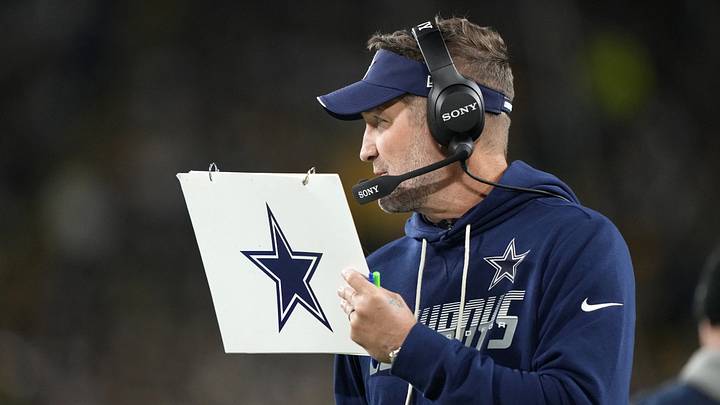 Dallas Cowboys head coach Brian Schottenheimer looks on during the second half against the Green Bay Packers at Lambeau Field. Dallas Cowboys head coach Brian Schottenheimer looks on during the second half against the Green Bay Packers at Lambeau Field.