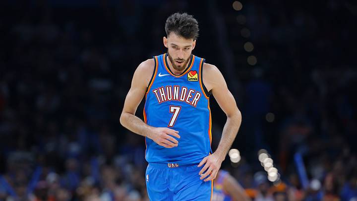 Oct 22, 2026; Oklahoma City, Oklahoma, USA; Oklahoma City Thunder center Chet Holmgren (7) runs down the court against the Denver Nuggets during the first half at Paycom Center. Mandatory Credit: Alonzo Adams-Imagn Images Oct 22, 2026; Oklahoma City, Oklahoma, USA; Oklahoma City Thunder center Chet Holmgren (7) runs down the court against the Denver Nuggets during the first half at Paycom Center. Mandatory Credit: Alonzo Adams-Imagn Images