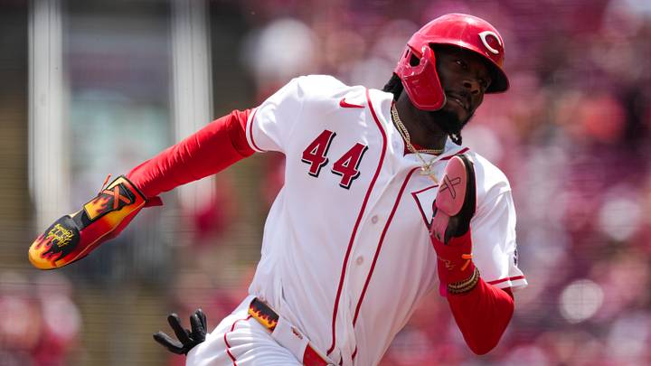 May 31, 2026; Cincinnati, Ohio, USA; Cincinnati Reds shortstop Elly de la Cruz scores a run against the Atlanta Braves in the first inning at Great American Ball Park. Mandatory Credit: Aaron Doster-Imagn Images May 31, 2026; Cincinnati, Ohio, USA; Cincinnati Reds shortstop Elly de la Cruz scores a run against the Atlanta Braves in the first inning at Great American Ball Park. Mandatory Credit: Aaron Doster-Imagn Images