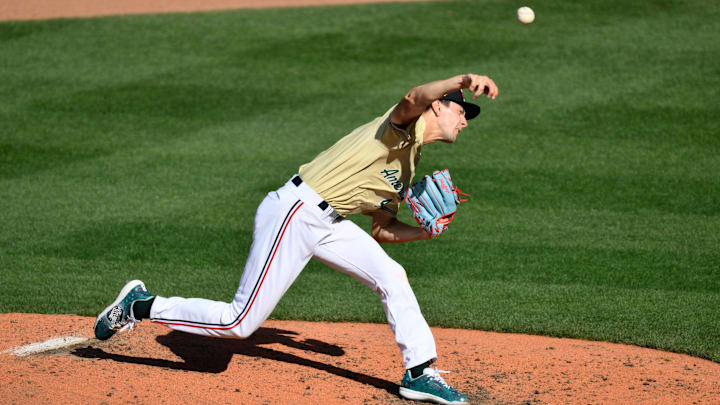 Jul 8, 2023; Seattle, Washington, USA; American League Futures pitcher David Festa (48) of the Minnesota Twins pitches to the National League during the fifth inning of the All Star-Futures game at T-Mobile Park. Mandatory Credit: Steven Bisig-USA TODAY Sports Jul 8, 2023; Seattle, Washington, USA; American League Futures pitcher David Festa (48) of the Minnesota Twins pitches to the National League during the fifth inning of the All Star-Futures game at T-Mobile Park. Mandatory Credit: Steven Bisig-USA TODAY Sports