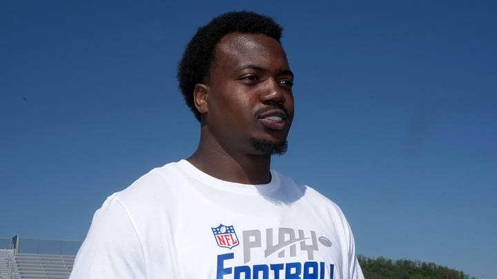 Apr 22, 2026; Pittsburgh, PA, USA; Miami Hurricanes defensive end Rueben Bain Jr. during the NFL Draft prospects clinic at Hazelwood Green Park. Mandatory Credit: Kirby Lee-Imagn Images