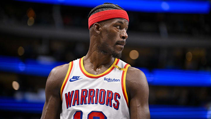Feb 12, 2025; Dallas, Texas, USA; Golden State Warriors forward Jimmy Butler (10) in action during the game between the Dallas Mavericks and the Golden State Warriors at the American Airlines Center. Mandatory Credit: Jerome Miron-Imagn Images Feb 12, 2025; Dallas, Texas, USA; Golden State Warriors forward Jimmy Butler (10) in action during the game between the Dallas Mavericks and the Golden State Warriors at the American Airlines Center. Mandatory Credit: Jerome Miron-Imagn Images