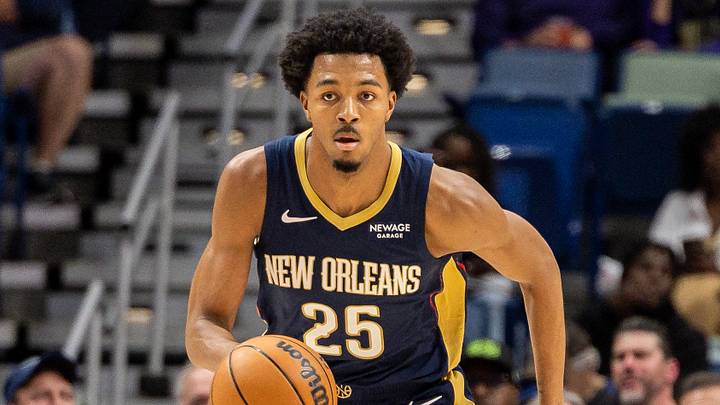 Dec 20, 2025; New Orleans, Louisiana, USA; New Orleans Pelicans forward Trey Murphy III (25) brings the ball up court against the Indiana Pacers during the first half at Smoothie King Center. Mandatory Credit: Stephen Lew-Imagn Images Dec 20, 2025; New Orleans, Louisiana, USA; New Orleans Pelicans forward Trey Murphy III (25) brings the ball up court against the Indiana Pacers during the first half at Smoothie King Center. Mandatory Credit: Stephen Lew-Imagn Images