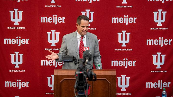 Indiana's newly announced head coach of football Curt Cignetti speaks to the media on Friday, Dec. 1, 2023. Indiana's newly announced head coach of football Curt Cignetti speaks to the media on Friday, Dec. 1, 2023.