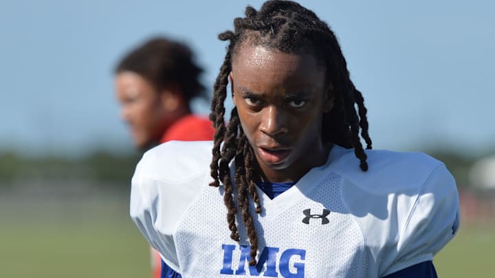 Defensive back Censere Gaylord is shown at a 2024 media day at IMG Academy in Bradenton, Florida.