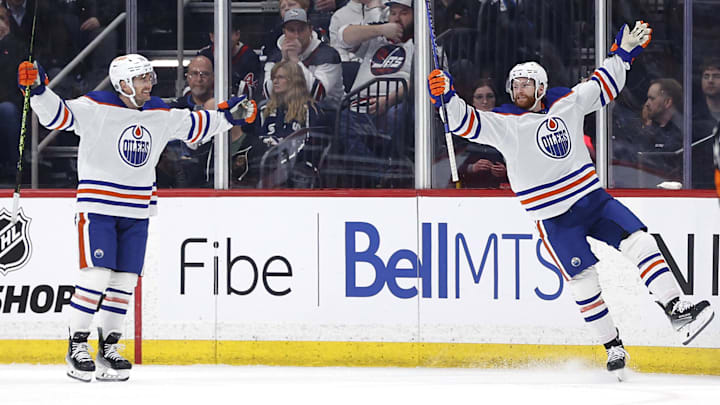 Edmonton Oilers Connor Brown celebrates goal