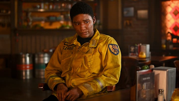 “This Storm Will Pass” – The station 42 crew must protect Edgewater and take cover when an extremely rare and dangerous fire tornado leaves lives in peril, on FIRE COUNTRY, Friday, April 5 (9:00-10:00 PM, ET/PT) on the CBS Television Network, and streaming on Paramount+ (live and on demand for Paramount+ with SHOWTIME subscribers, or on demand for Paramount+ Essential subscribers the day after the episode airs)*. Pictured: Jules Latimer as Eve Edwards. Photo: Sergei Bachlakov/CBS ©2024 CBS