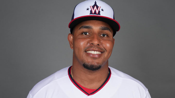 Washington Nationals infielder Erick Mejia (26) on Feb. 24, 2023, in West Palm Beach, Fla. Mandatory Credit: Jim Rassol-Imagn Images
