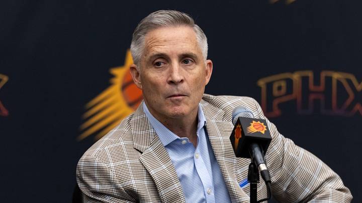 Jun 10, 2025; Scottsdale, AZ, USA; Phoenix Suns general manager Brian Gregory during an introductory press conference at the Verizon 5g Performance Center. Mandatory Credit: Mark J. Rebilas-Imagn Images Jun 10, 2025; Scottsdale, AZ, USA; Phoenix Suns general manager Brian Gregory during an introductory press conference at the Verizon 5g Performance Center. Mandatory Credit: Mark J. Rebilas-Imagn Images