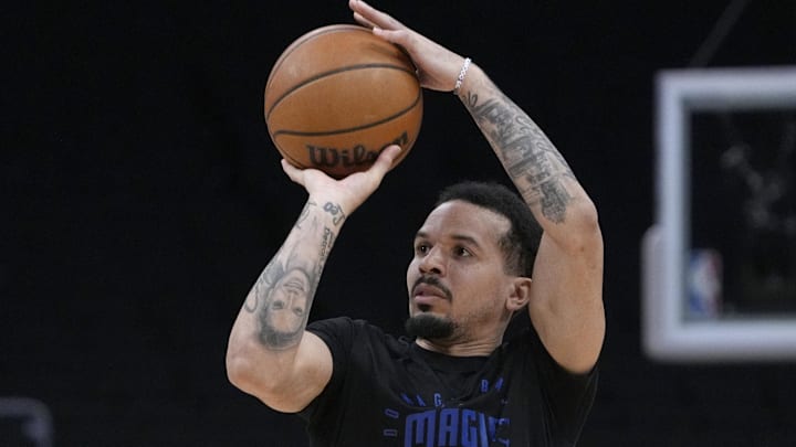 Former Orlando Magic guard Cole Anthony (50) puts up a shot during pregame warmups before a game against the Milwaukee Bucks at Fiserv Forum. 