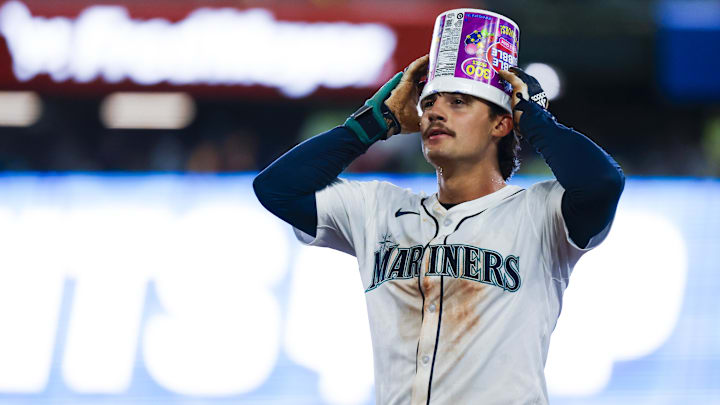 Seattle Mariners second baseman Cole Young celebrates after a walk-off fielder's choice in a game against the Minnesota Twins on May 31 at T-Mobile Park. Seattle Mariners second baseman Cole Young celebrates after a walk-off fielder's choice in a game against the Minnesota Twins on May 31 at T-Mobile Park.