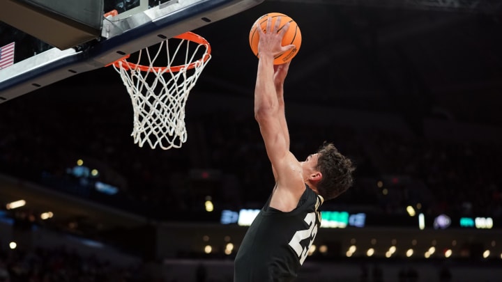 Colorado Buffaloes forward Tristan da Silva (23) shoots in the first half against the Florida Gators in the first round of the 2024 NCAA Tournament at Gainbridge FieldHouse. 