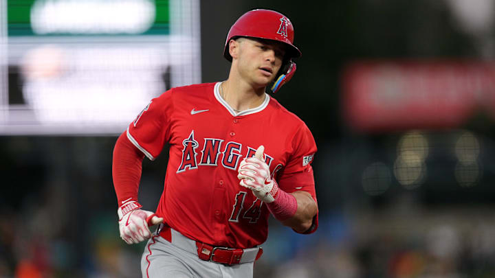 May 21, 2025; West Sacramento, California, USA; Los Angeles Angels catcher Logan O'Hoppe (14) prepares to round third base after hitting a home run against the Athletics in the fourth inning at Sutter Health Park. Mandatory Credit: Cary Edmondson-Imagn Images May 21, 2025; West Sacramento, California, USA; Los Angeles Angels catcher Logan O'Hoppe (14) prepares to round third base after hitting a home run against the Athletics in the fourth inning at Sutter Health Park. Mandatory Credit: Cary Edmondson-Imagn Images