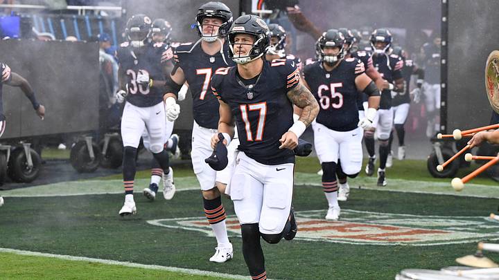 Chicago Bears quarterback Tyson Bagent (17) runs onto the field before the game against the Minnesota Vikings at Soldier Field. Mandatory Credit: Matt Marton-Imagn Images Chicago Bears quarterback Tyson Bagent (17) runs onto the field before the game against the Minnesota Vikings at Soldier Field. Mandatory Credit: Matt Marton-Imagn Images