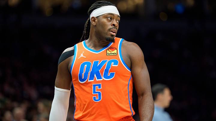 Jan 29, 2026; Minneapolis, Minnesota, USA; Oklahoma City Thunder guard Luguentz Dort (5) during a break in the action against the Minnesota Timberwolves in the third quarter at Target Center. Mandatory Credit: Matt Blewett-Imagn Images Jan 29, 2026; Minneapolis, Minnesota, USA; Oklahoma City Thunder guard Luguentz Dort (5) during a break in the action against the Minnesota Timberwolves in the third quarter at Target Center. Mandatory Credit: Matt Blewett-Imagn Images