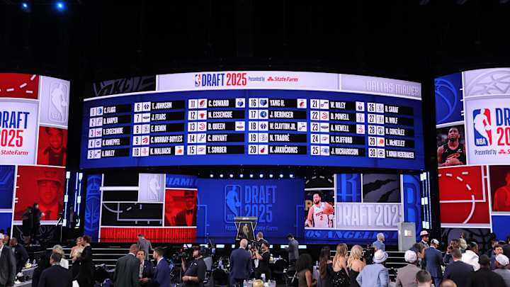 Jun 25, 2025; Brooklyn, NY, USA;  General view after the first round of the 2025 NBA Draft at Barclays Center. Mandatory Credit: Brad Penner-Imagn Images