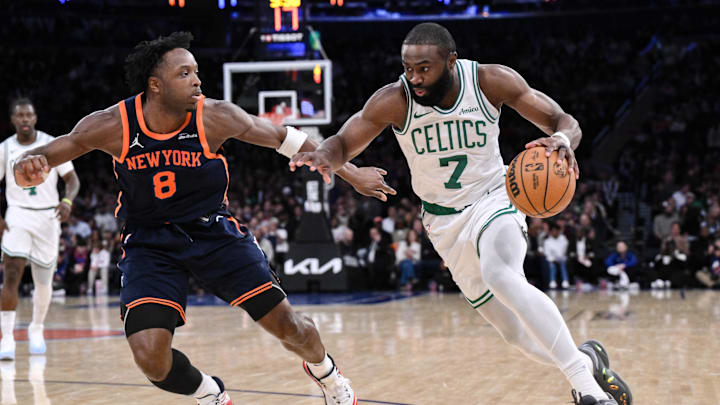 Jaylen Brown drives to the basket. Jaylen Brown drives to the basket.