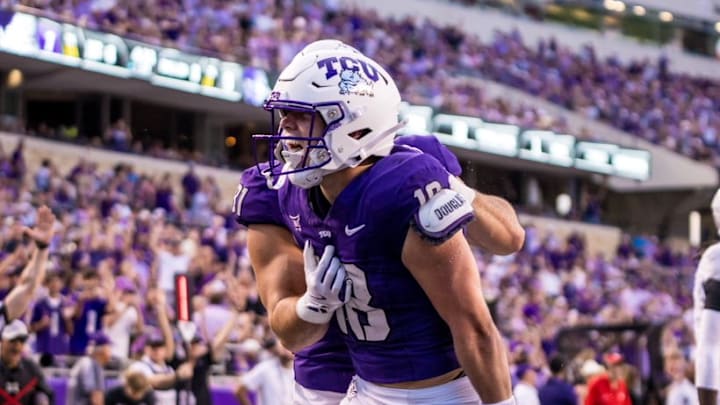 Ed Small celebrates after scoring his first touchdown of the season in TCU's win over Abilene Christian. 