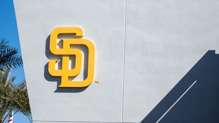 A Padres logo at Peoria Sports Complex