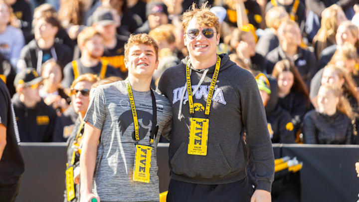 '26 Iowa City West OL Colin Whitters (right) and his brother, Lucas Whitters, at Kinnick Stadium during the '23 season. (Photo: Colin Whitters X Account) 