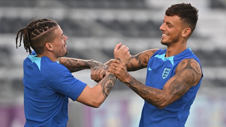 White jokes around with Kalvin Phillips