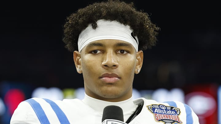 Jan 1, 2026; New Orleans, LA, USA; ESPN interviews Mississippi Rebels quarterback Trinidad Chambliss (6) after the 2026 Sugar Bowl and quarterfinal game of the College Football Playoff against the Georgia Bulldogs at Caesars Superdome. Jan 1, 2026; New Orleans, LA, USA; ESPN interviews Mississippi Rebels quarterback Trinidad Chambliss (6) after the 2026 Sugar Bowl and quarterfinal game of the College Football Playoff against the Georgia Bulldogs at Caesars Superdome.