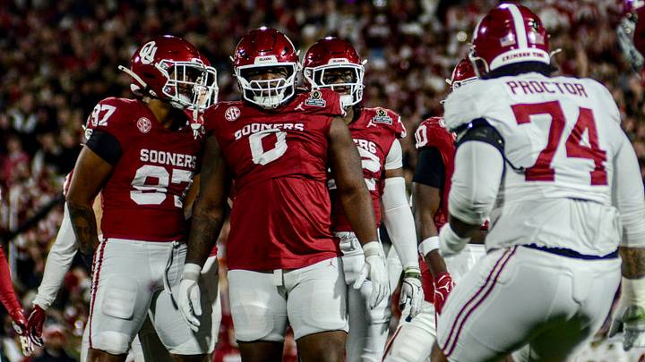 Oklahoma defensive lineman David Stone looks on before a snap against Alabama in the College Football Playoff. Oklahoma defensive lineman David Stone looks on before a snap against Alabama in the College Football Playoff.