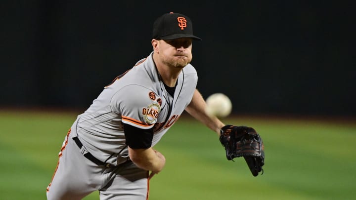 Sep 19, 2023; Phoenix, Arizona, USA; San Francisco Giants starting pitcher Alex Cobb throws a pitch. Sep 19, 2023; Phoenix, Arizona, USA; San Francisco Giants starting pitcher Alex Cobb throws a pitch.