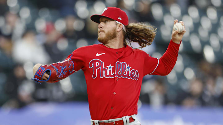 Apr 18, 2023; Chicago, Illinois, USA; Philadelphia Phillies starting pitcher Bailey Falter (70)
