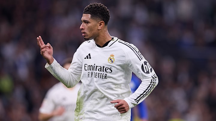 Jude Bellingham of Real Madrid CF celebrates a goal during...