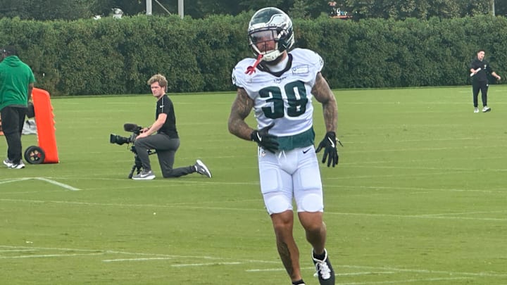Veteran safety Marcus Epps at practice on Aug. 28, 2025.