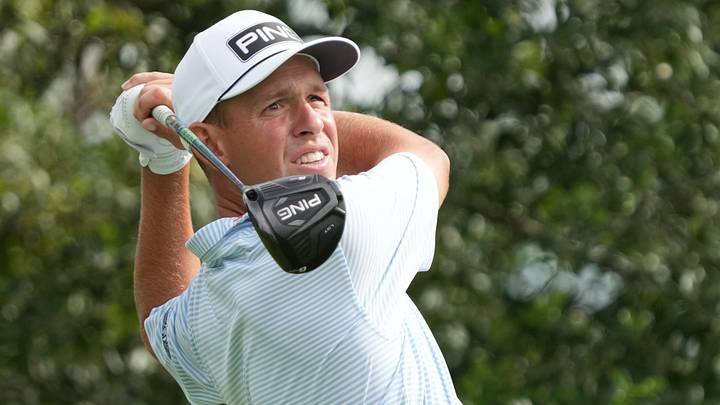 May 30, 2026: Sam Stevens plays his shot at the Charles Schwab Challenge golf tournament. May 30, 2026: Sam Stevens plays his shot at the Charles Schwab Challenge golf tournament.