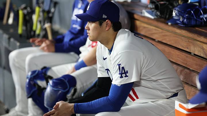 Oct 14, 2026; Los Angeles, California, USA; Los Angeles Dodgers pitcher Shohei Ohtani (17) looks on in the dugout during the ninth inning against the Milwaukee Brewers in game three of the NLCS for the 2026 MLB Playoffs at Uniqlo Field at Dodger Stadium. Mandatory Credit: Kiyoshi Mio-Imagn Images Oct 14, 2026; Los Angeles, California, USA; Los Angeles Dodgers pitcher Shohei Ohtani (17) looks on in the dugout during the ninth inning against the Milwaukee Brewers in game three of the NLCS for the 2026 MLB Playoffs at Uniqlo Field at Dodger Stadium. Mandatory Credit: Kiyoshi Mio-Imagn Images