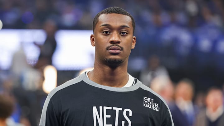 Oct 25, 2024; Orlando, Florida, USA; Brooklyn Nets forward Dariq Whitehead (0) head shot at Kia Center. Mandatory Credit: Mike Watters-Imagn Images