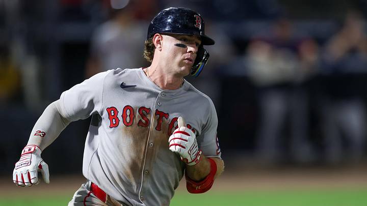 Sep 20, 2025; Tampa, Florida, USA; Boston Red Sox second baseman Romy Gonzalez (23) runs two first base on a single against the Tampa Bay Rays in the eighth inning at George M. Steinbrenner Field. Mandatory Credit: Nathan Ray Seebeck-Imagn Images Sep 20, 2025; Tampa, Florida, USA; Boston Red Sox second baseman Romy Gonzalez (23) runs two first base on a single against the Tampa Bay Rays in the eighth inning at George M. Steinbrenner Field. Mandatory Credit: Nathan Ray Seebeck-Imagn Images