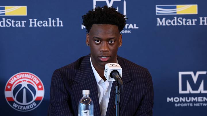 Jun 25, 2026; Washington, DC, USA; Washington Wizards first round draft pick and number one overall pick AJ Dybantsa speaks to the media during a press conference at InterContinental Hotel. Mandatory Credit: Amber Searls-Imagn Images Jun 25, 2026; Washington, DC, USA; Washington Wizards first round draft pick and number one overall pick AJ Dybantsa speaks to the media during a press conference at InterContinental Hotel. Mandatory Credit: Amber Searls-Imagn Images