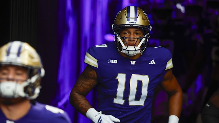 Aug 30, 2025; Seattle, Washington, USA; Washington Huskies linebacker Xe'ree Alexander (10) exits the locker room before pregame warmups against the Colorado State Rams at Husky Stadium. Mandatory Credit: Joe Nicholson-Imagn Images