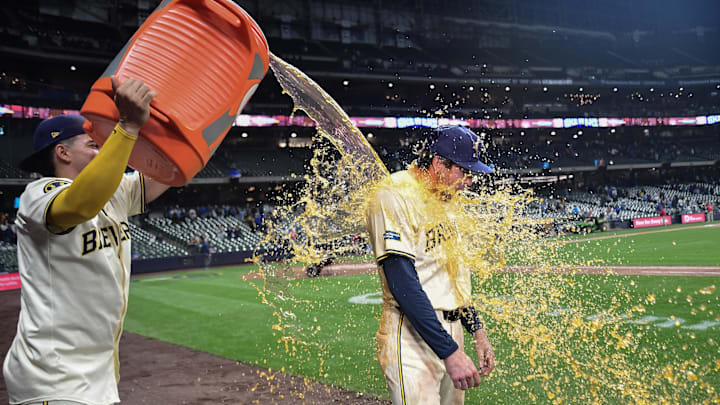 Apr 30, 2024; Milwaukee, Wisconsin, USA; Milwaukee Brewers designated hitter Tyler Black (7) is