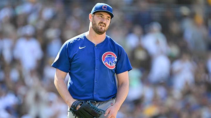 Apr 16, 2025; San Diego, California, USA; Chicago Cubs relief pitcher Luke Little reacts after walking in a run during the eighth inning against the San Diego Padres at Petco Park. Mandatory Credit: Denis Poroy-Imagn Images Apr 16, 2025; San Diego, California, USA; Chicago Cubs relief pitcher Luke Little reacts after walking in a run during the eighth inning against the San Diego Padres at Petco Park. Mandatory Credit: Denis Poroy-Imagn Images