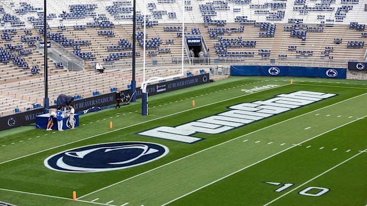 A general view of the end zone at Beaver Stadium prior to the game between the Northwestern Wildcats and the Penn State Nittany Lions. A general view of the end zone at Beaver Stadium prior to the game between the Northwestern Wildcats and the Penn State Nittany Lions.