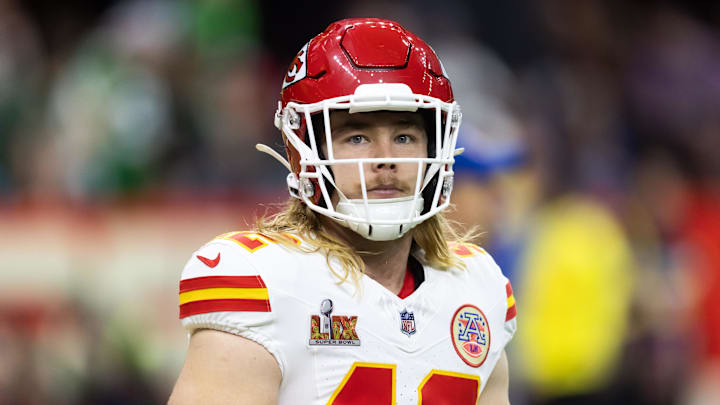 Feb 9, 2025; New Orleans, LA, USA; Kansas City Chiefs fullback Carson Steele (42) against the Philadelphia Eagles in Super Bowl LIX at Ceasars Superdome. Mandatory Credit: Mark J. Rebilas-Imagn Images Feb 9, 2025; New Orleans, LA, USA; Kansas City Chiefs fullback Carson Steele (42) against the Philadelphia Eagles in Super Bowl LIX at Ceasars Superdome. Mandatory Credit: Mark J. Rebilas-Imagn Images