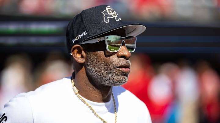 Oct 19, 2024; Tucson, Arizona, USA; Colorado Buffalos head coach Deion Sanders against the Arizona Wildcats at Arizona Stadium. Mandatory Credit: Mark J. Rebilas-Imagn Images