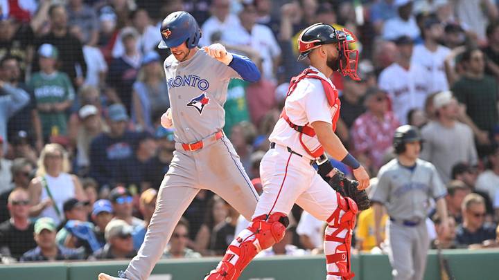 Jun 18, 2026; Boston, Massachusetts, USA; Toronto Blue Jays second baseman Ernie Clement (22) scores a run against the Boston Red Sox during the ninth inning at Fenway Park. Mandatory Credit: Eric Canha-Imagn Images Jun 18, 2026; Boston, Massachusetts, USA; Toronto Blue Jays second baseman Ernie Clement (22) scores a run against the Boston Red Sox during the ninth inning at Fenway Park. Mandatory Credit: Eric Canha-Imagn Images