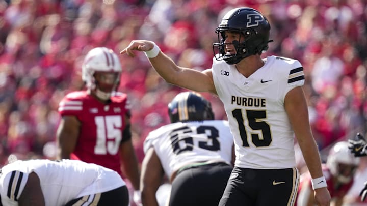 Purdue Boilermakers quarterback Ryan Browne (15) during the game against the Wisconsin Badgers Purdue Boilermakers quarterback Ryan Browne (15) during the game against the Wisconsin Badgers