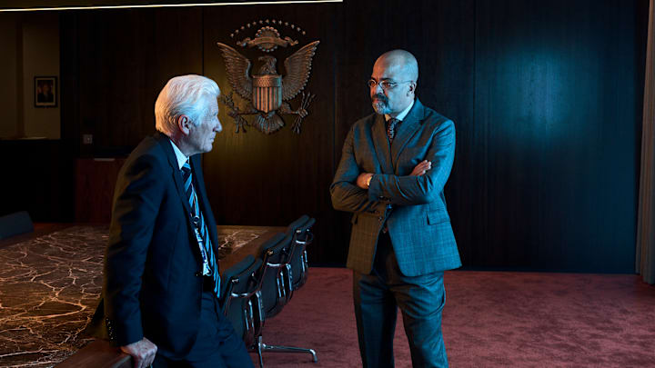 L-R Richard Gere as Bosko and Jeffrey Wright as Henry in The Agency, season 1, streaming on Paramount+, 2024.
