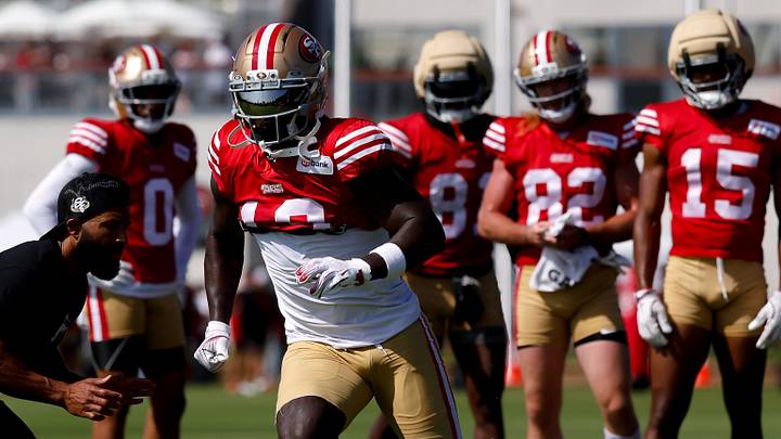 Aug 6, 2026; Santa Clara, CA, USA; San Francisco 49ers wide receiver Deebo Samuel Sr. (19) during training camp at SAP Performance Facility. Mandatory Credit: Sergio Estrada-Imagn Images Aug 6, 2026; Santa Clara, CA, USA; San Francisco 49ers wide receiver Deebo Samuel Sr. (19) during training camp at SAP Performance Facility. Mandatory Credit: Sergio Estrada-Imagn Images