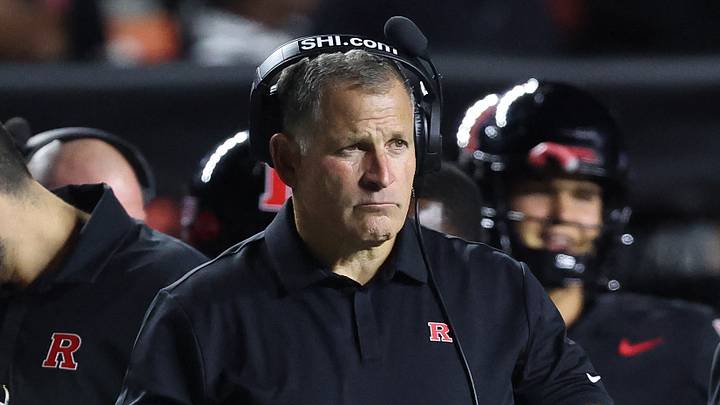 Sep 19, 2025; Piscataway, New Jersey, USA; Rutgers Scarlet Knights head coach Greg Schiano looks on during the second half against the Iowa Hawkeyes at SHI Stadium. Mandatory Credit: Vincent Carchietta-Imagn Images Sep 19, 2025; Piscataway, New Jersey, USA; Rutgers Scarlet Knights head coach Greg Schiano looks on during the second half against the Iowa Hawkeyes at SHI Stadium. Mandatory Credit: Vincent Carchietta-Imagn Images